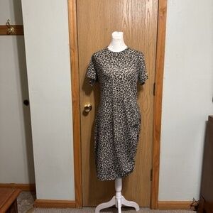 Michael Michael Kors Large w/Animal Print Short Sleeve Knee-Length Sheath Dress
